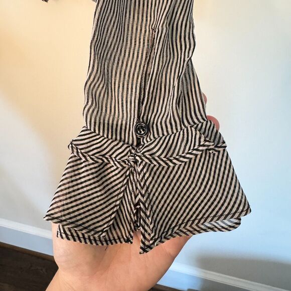 Féraud Club Women's Striped Black White Blouse Size 8 - Picture 4 of 6